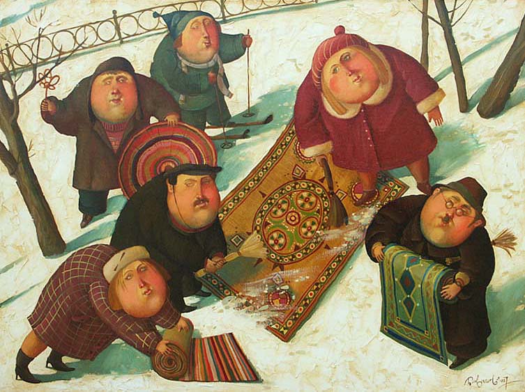 Чистка ковров на снегу, 2007, Художник - Иванов Борис Михайлович 