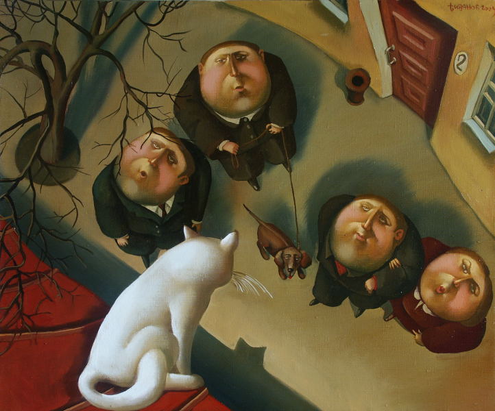 Белый кот, 2003, Художник - Иванов Борис Михайлович 