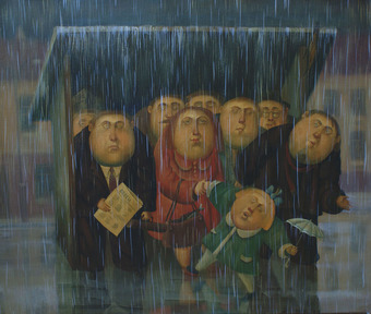 Rain. Bus-stop., 2010, Painter - Ivanov Boris Mikhailovich 